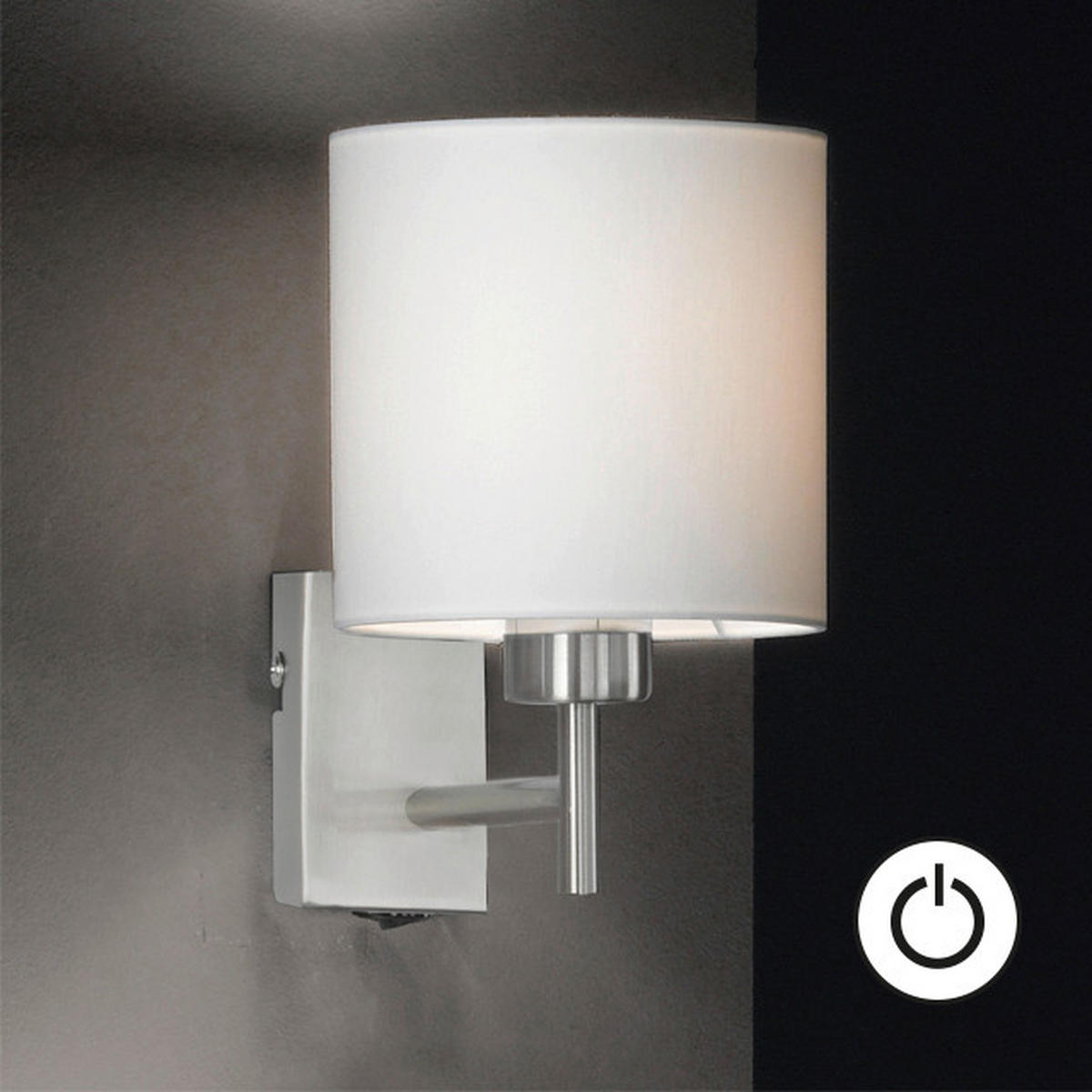 VÄGGLAMPA 16/24 cm   - vit, Design, metall/textil (16/24cm) - Fischer & Honsel