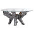 COUCHTISCH Teakholz massiv rund Silberfarben - Silberfarben, Design, Glas/Holz (110/46cm) - Carryhome