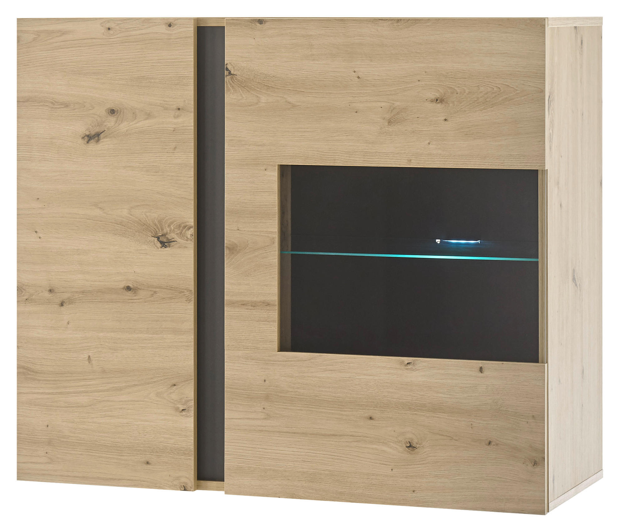HÄNGEVITRINE in Grau, Eiche Artisan - Eiche Artisan/Grau, Design, Glas/Holzwerkstoff (97/83/40cm) - MID.YOU
