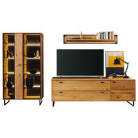 WOHNWAND  in Anthrazit, Wildeiche 319/186/50 cm  - Wildeiche/Anthrazit, Design, Glas/Holz (319/186/50cm) - MID.YOU