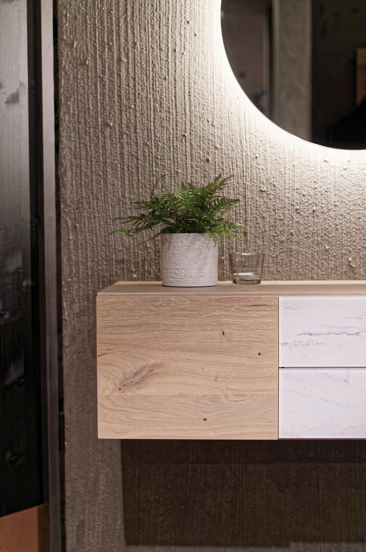 GARDEROBE 3-teilig  in 220/194/42,6 cm  - Wildeiche/Weiss, Natur, Glas/Holz (220/194/42,6cm) - Voglauer