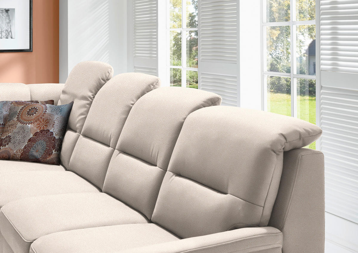 ECKSOFA in Mikrofaser Creme  245/303 cm  - Creme/Schwarz, KONVENTIONELL, Holz/Textil (245/303cm) - Beldomo Comfort