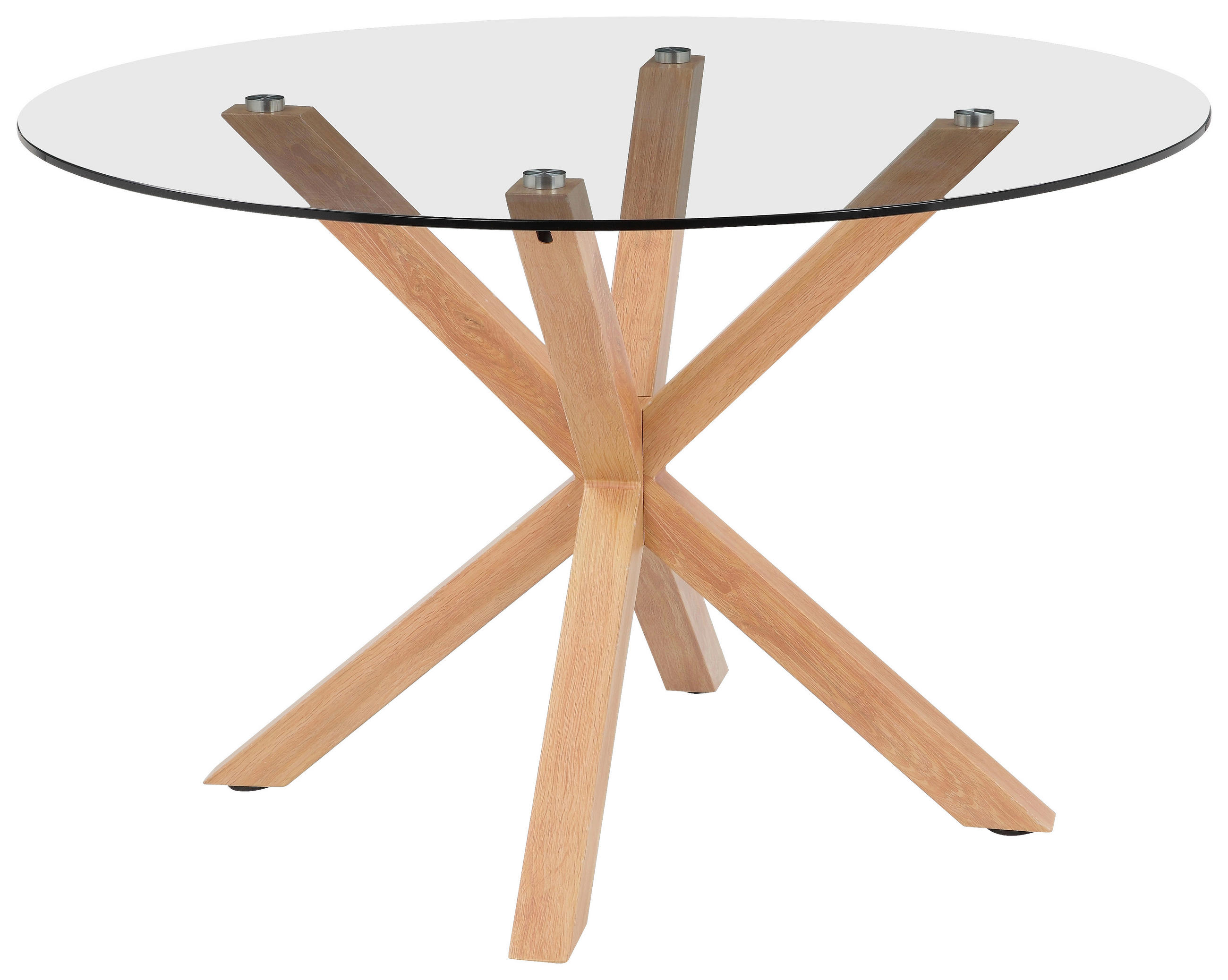 ESSTISCH  Metall, Glas rund Klar, Eichefarben  - Klar/Eichefarben, MODERN, Glas/Metall (119/75,5cm) - P & B