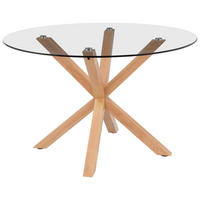 ESSTISCH  Metall, Glas rund Klar, Eichefarben  - Klar/Eichefarben, MODERN, Glas/Metall (119/75,5cm) - P & B