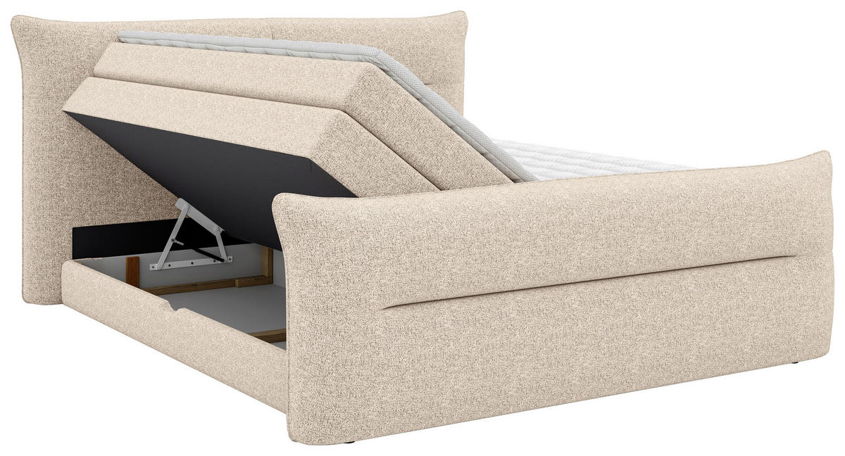 BOXSPRINGBETT 180/200 cm  in Beige  - Beige/Schwarz, Design, Kunststoff/Textil (180/200cm) - Chameo