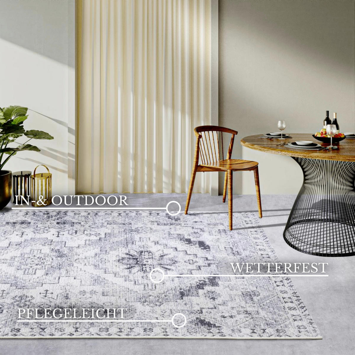 OUTDOORTEPPICH 120/180 cm Kollektion 1767 Creme, Grau  - Creme/Grau, Design, Kunststoff (120/180cm) - Villeroy & Boch