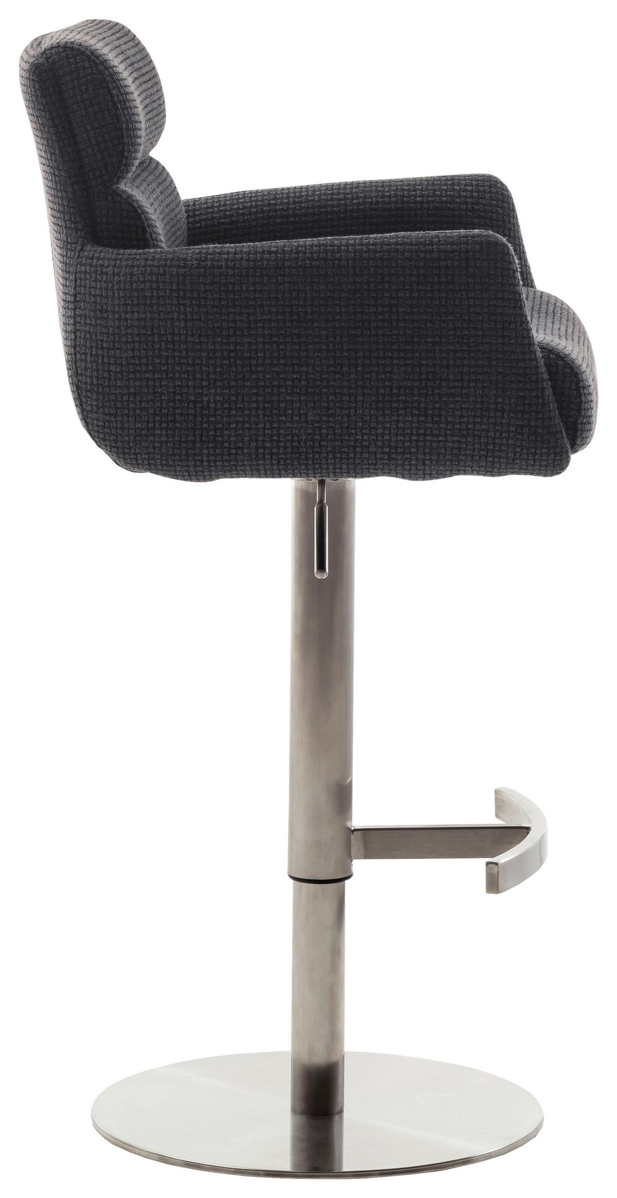 BARHOCKER in Metall, Textil Anthrazit, Edelstahlfarben  - Edelstahlfarben/Anthrazit, Design, Textil/Metall (54/84/52cm) - Dieter Knoll