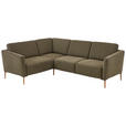 ECKSOFA Olivgrün Flachgewebe  - Eichefarben/Olivgrün, Design, Holz/Textil (189/236cm) - Valnatura