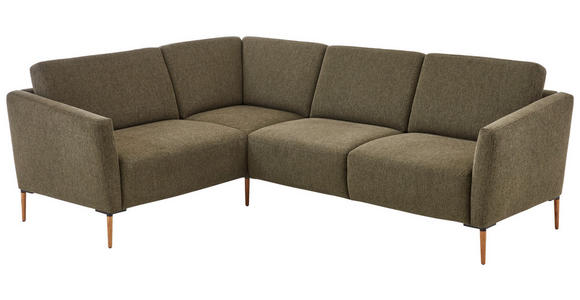 ECKSOFA Olivgrün Flachgewebe - Eichefarben/Olivgrün, Design, Holz/Textil (189/236cm) - Valnatura