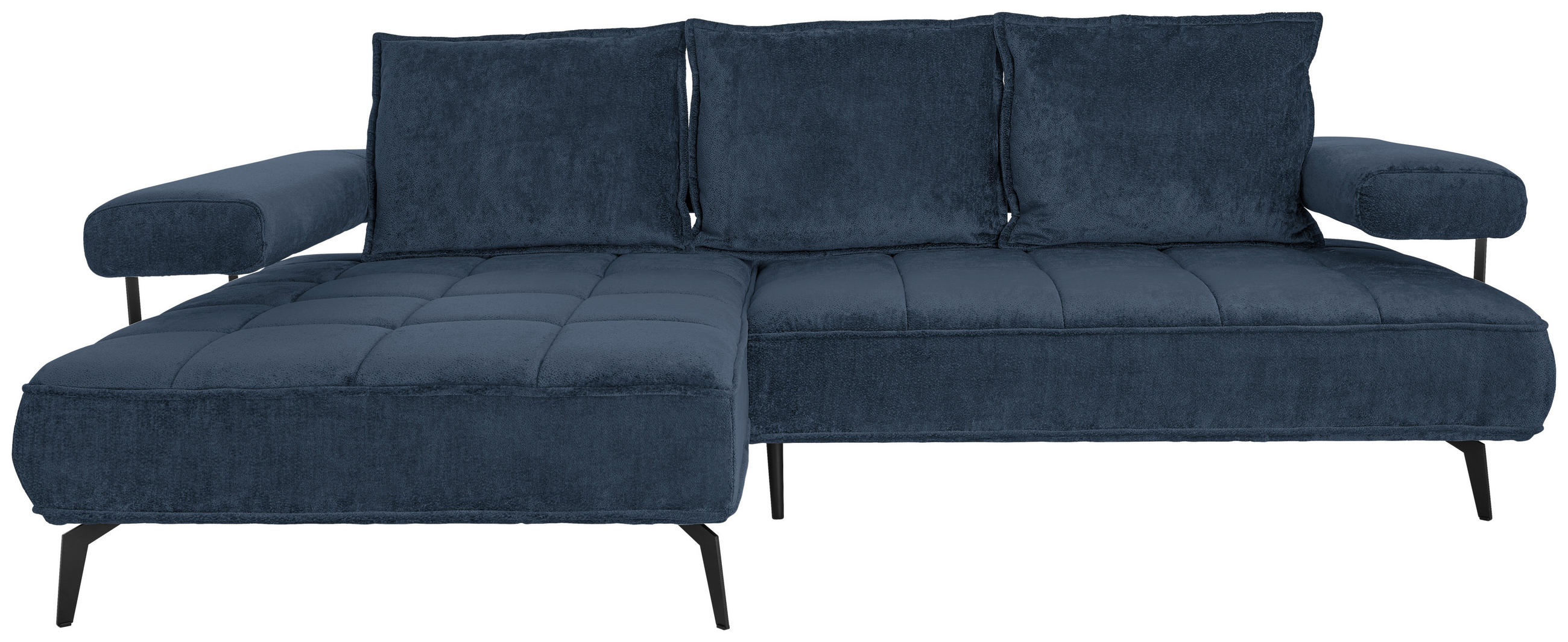 ECKSOFA in Webstoff Dunkelblau  - Schwarz/Dunkelblau, Design, Textil/Metall (180/266cm) - Welnova
