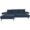 ECKSOFA in Webstoff Dunkelblau  180/266 cm  - Schwarz/Dunkelblau, Design, Textil/Metall (180/266cm) - Welnova