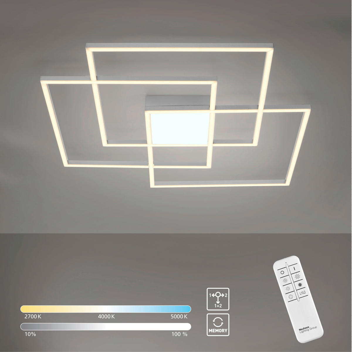 LED-DECKENLEUCHTE 75/75/6 cm   - Silberfarben, Design, Kunststoff/Metall (75/75/6cm)