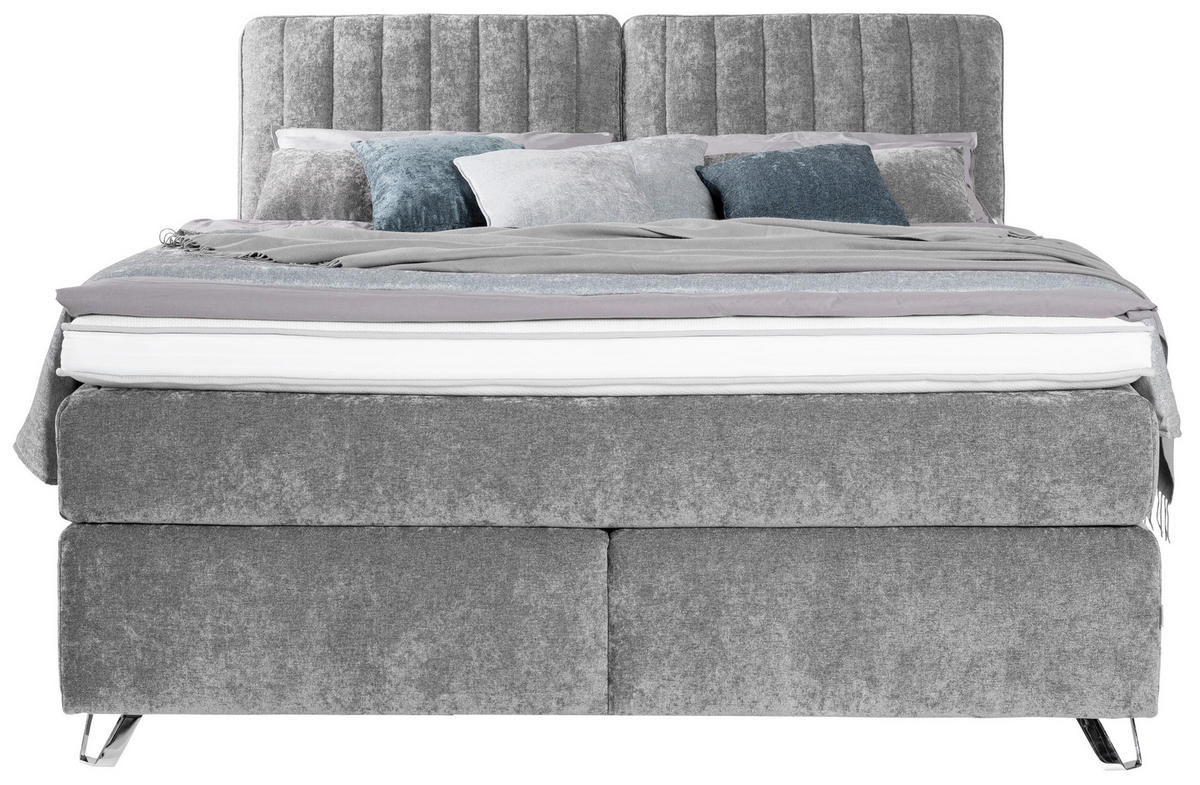 BOXSPRINGBETT 180/200 cm  in Grau  - Silberfarben/Grau, Konventionell, Textil (180/200cm) - Ambiente