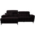 ECKSOFA Aubergine Velours  - Aubergine/Schwarz, Design, Textil/Metall (181/267cm) - Carryhome