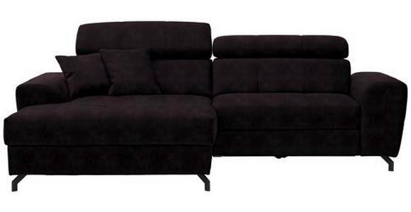 ECKSOFA Aubergine Velours  - Aubergine/Schwarz, Design, Textil/Metall (181/267cm) - Carryhome