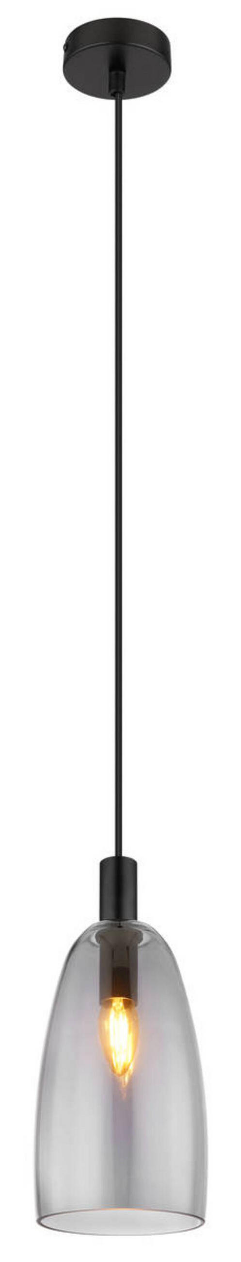 VISEČA SVETILKA        14/120 cm      E14 - črna, Design, kovina/steklo (14/120cm) - Globo