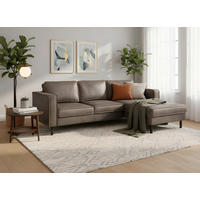 ECKSOFA 232/161 cm WATKINS in Lederlook, Mikrofaser Echtleder Hellgrau  232/161 cm  - Hellgrau/Schwarz, MODERN, Leder/Textil (232/161cm) - Trendmanufaktur