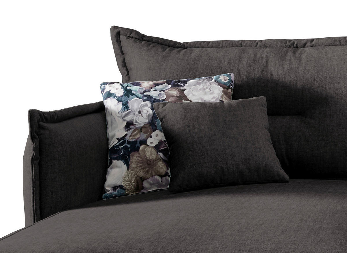 ECKSOFA in Velours Anthrazit  - Türkis/Anthrazit, Modern, Textil/Metall (180/255cm) - Livetastic