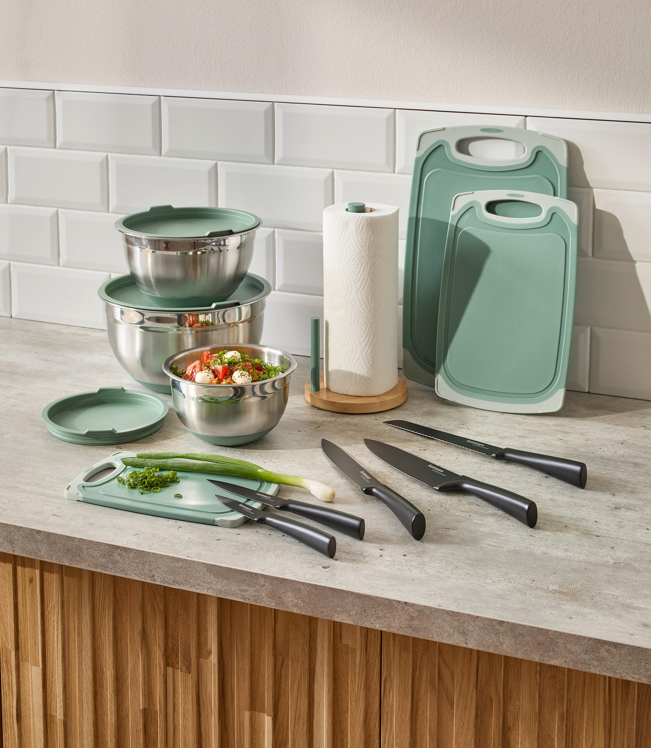 KÜCHENROLLENHALTER - Naturfarben/Grün, Basics, Naturmaterialien/Metall (15/28,5cm) - Homeware Profession.