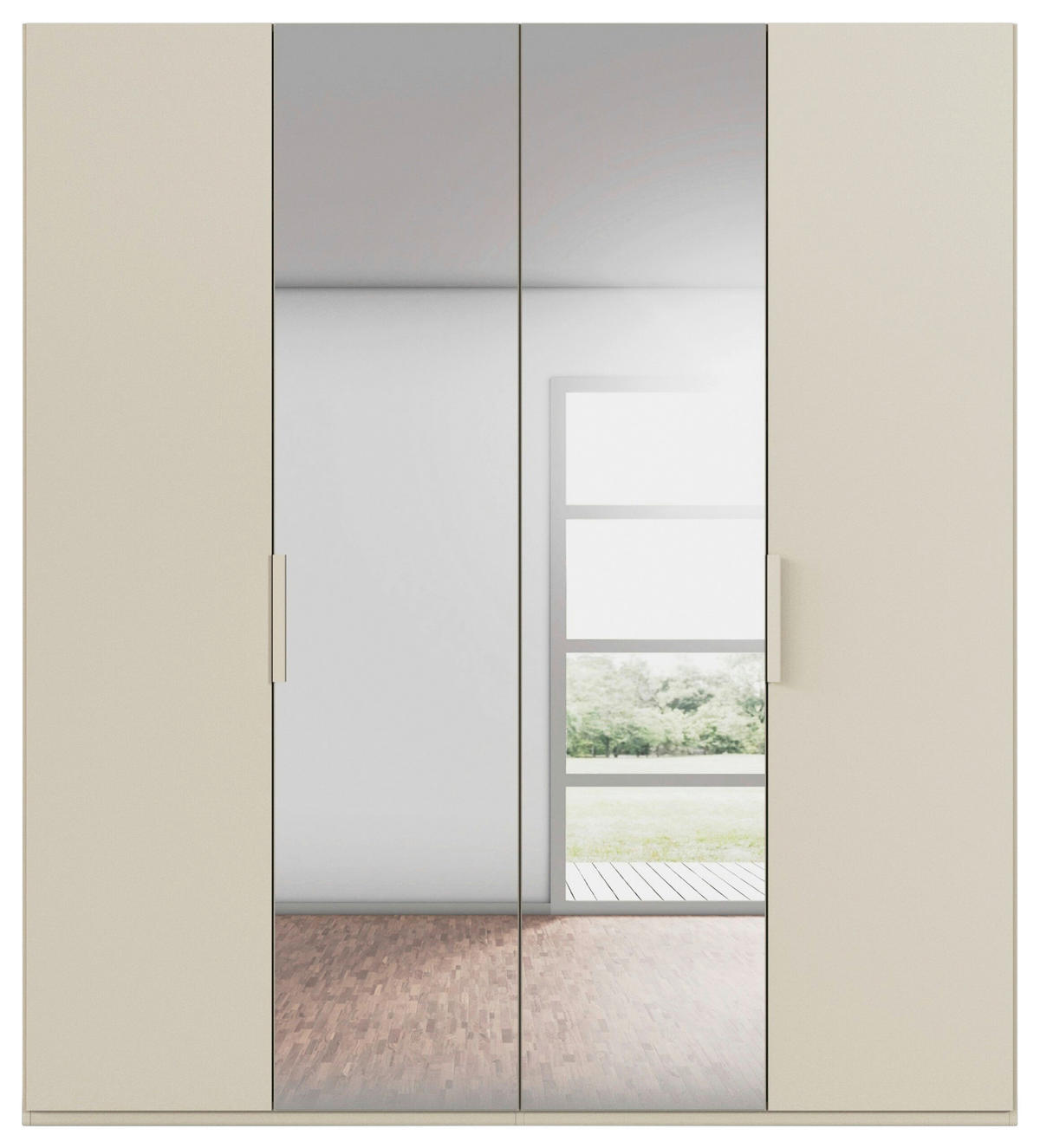 DREHTÜRENSCHRANK 201/235/61 cm,  in Champagner, 4-türig  - Champagner, Basics, Glas/Holzwerkstoff (201/235/61cm) - Novel