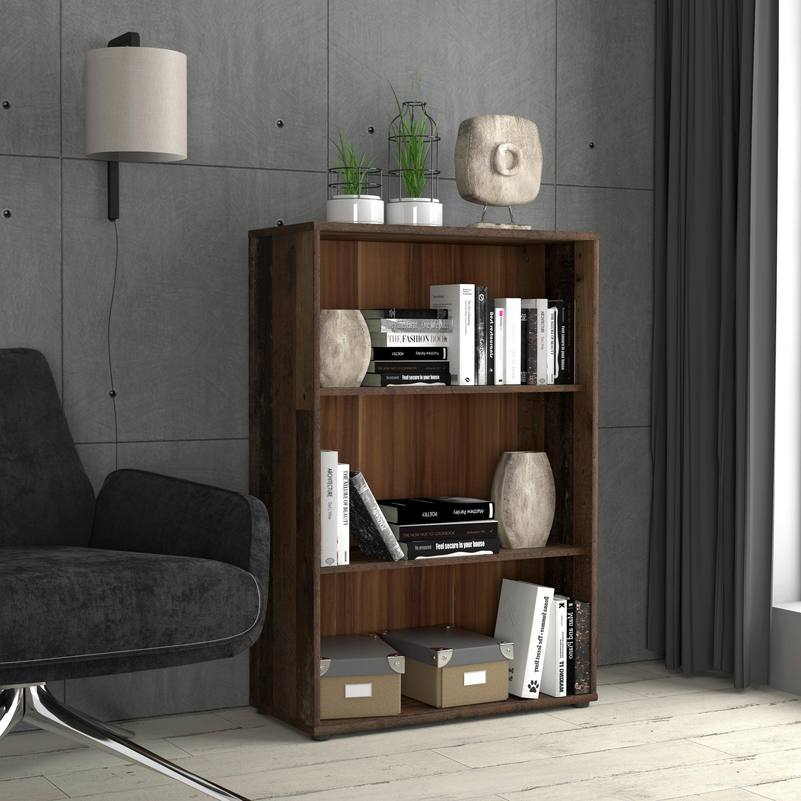 REGAL Dunkelbraun, Graubraun  - Dunkelbraun/Graubraun, Design, Holzwerkstoff (73,7/111,1/34,8cm)