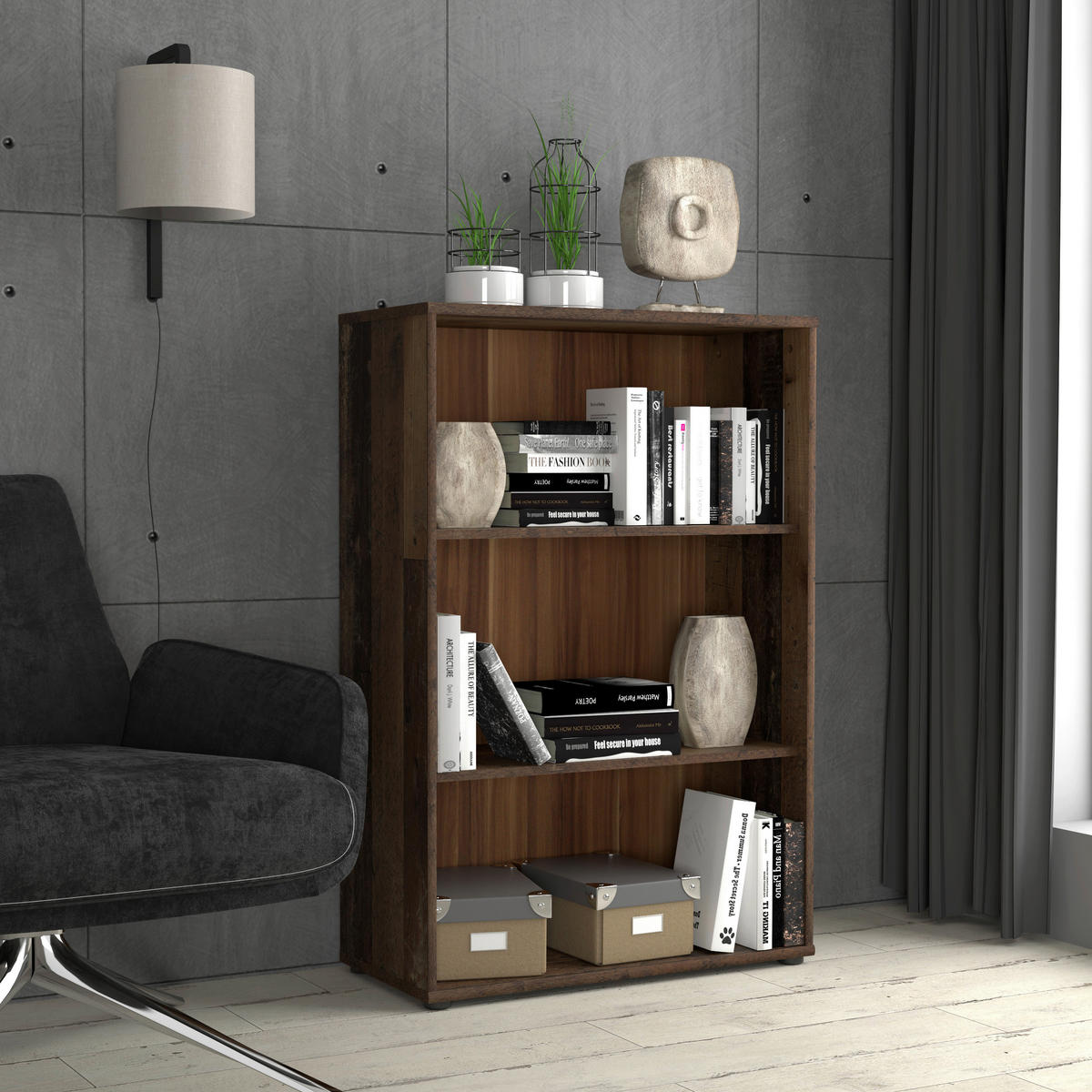 REGAL Dunkelbraun, Graubraun  - Dunkelbraun/Graubraun, Design, Holzwerkstoff (73,7/111,1/34,8cm)