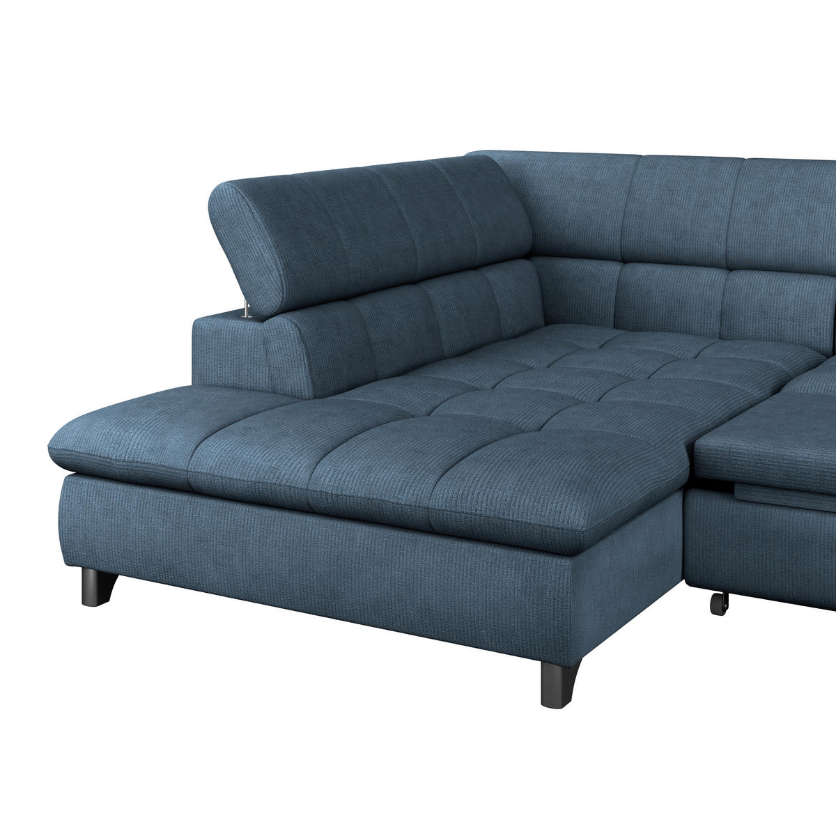 ECKSOFA Dunkelblau Chenille  - Chromfarben/Dunkelblau, KONVENTIONELL, Textil/Metall (234/312cm) - Livetastic