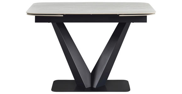 ESSTISCH Schwarz, Weiß rechteckig ausziehbar - Schwarz/Weiß, Design, Keramik/Metall (120-180/90/76cm) - Novel