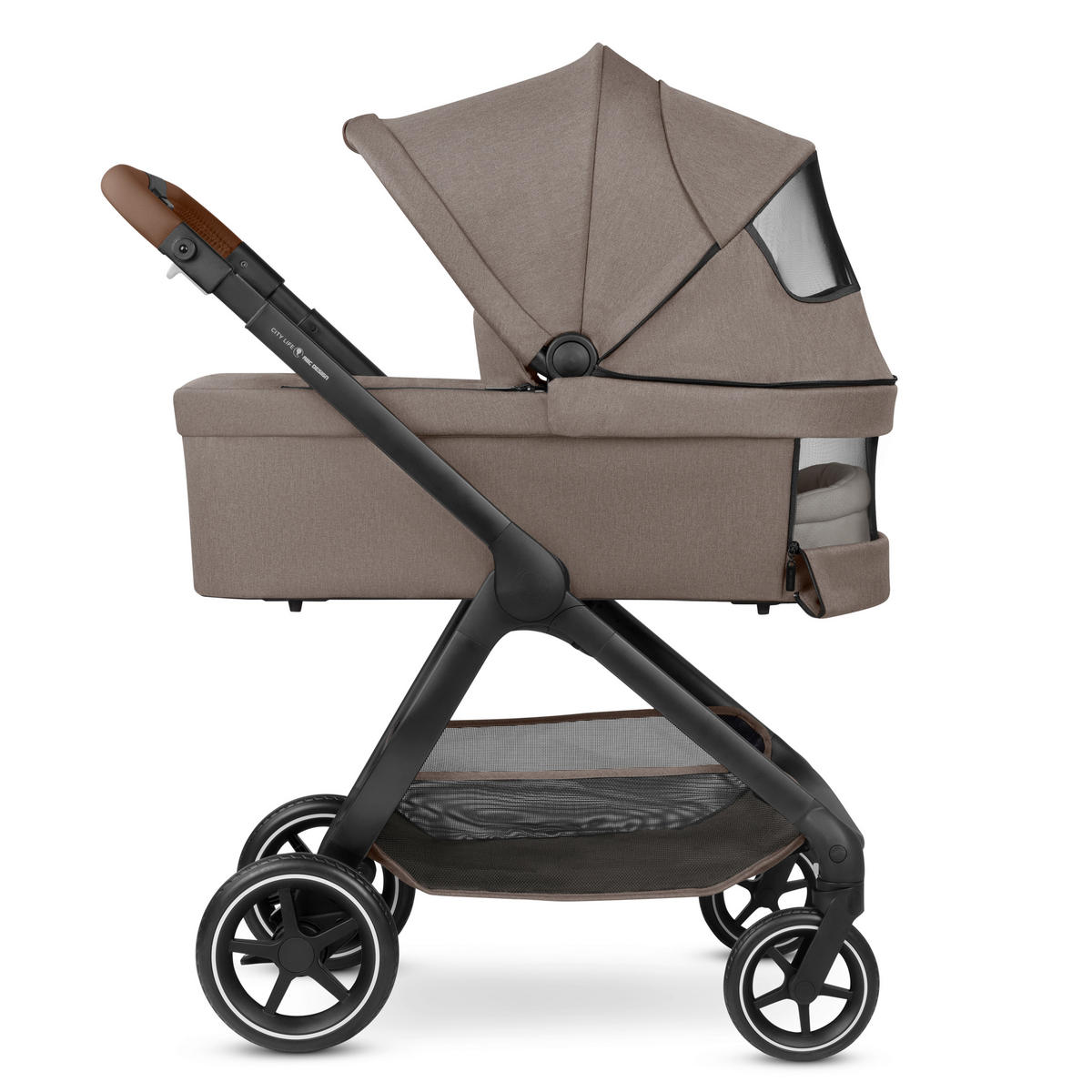 KINDERWAGENSET  City Life All in One Set  Nature  - Graubraun/Schwarz, Basics, Textil/Metall (82/52/107,5cm) - ABC Design