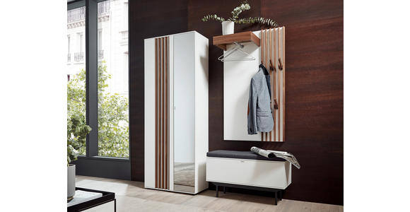 GARDEROBE 195/198/37 cm - Nussbaumfarben/Weiß, Design, Glas/Holz (195/198/37cm) - Ambiente