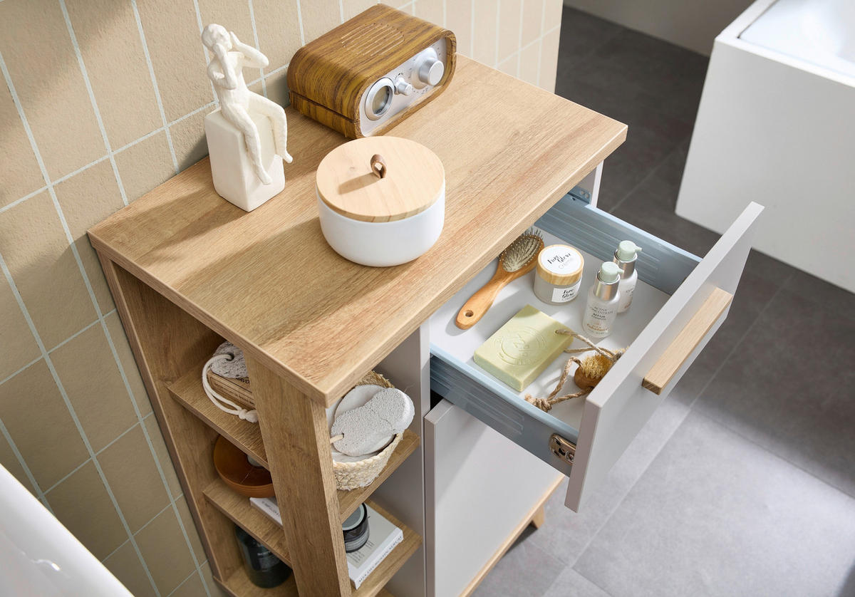 UNTERSCHRANK 50,5/89,5/33 cm   - Kaschmir/Eichefarben, Design, Glas/Holzwerkstoff (50,5/89,5/33cm) - Xora