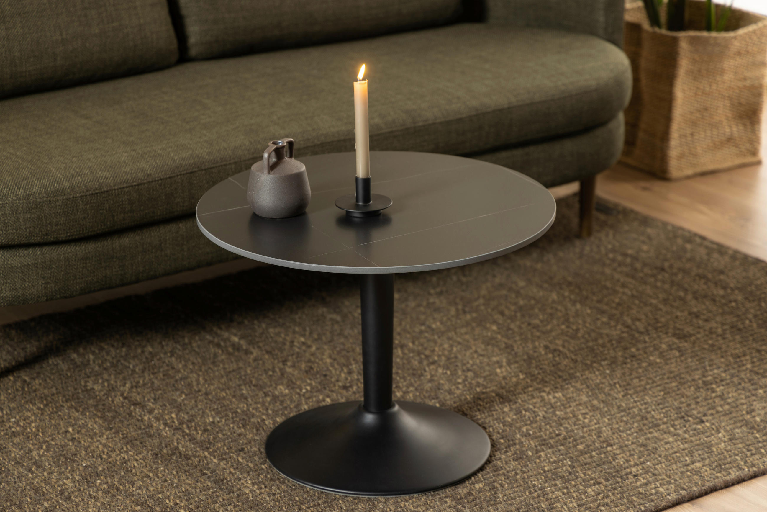 BEISTELLTISCH in Keramik  - Schwarz, Design, Keramik/Metall (60/45cm) - Livetastic