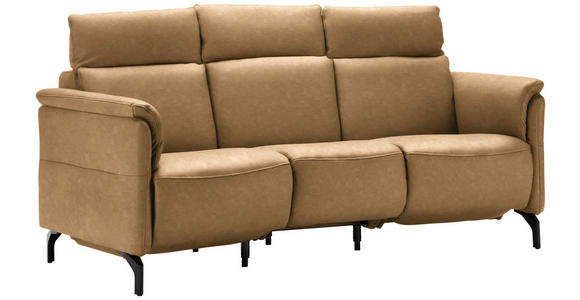 TRAPEZSOFA in Echtleder Honig, Hellbraun  - Hellbraun/Schwarz, KONVENTIONELL, Leder/Metall (221/103/95cm) - Dieter Knoll