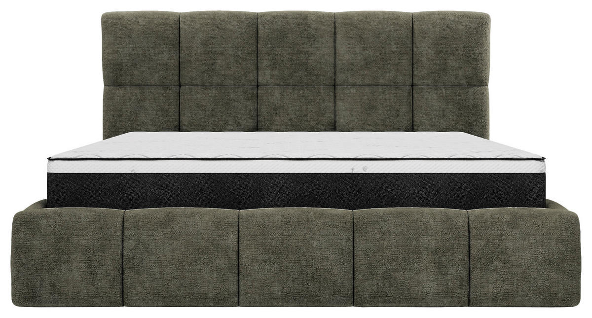 POLSTERBETT 180/200 cm,  in Grau, gepolstertes Kopfteil, Lattenrost, Bettkasten,  - Schwarz/Grau, MODERN, Holz/Holzwerkstoff (180/200cm) - MID.YOU