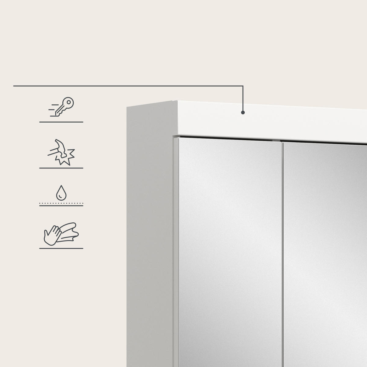 SPIEGELSCHRANK 80/70/18 cm  - Weiß, Trend, Glas/Holzwerkstoff (80/70/18cm) - MID.YOU