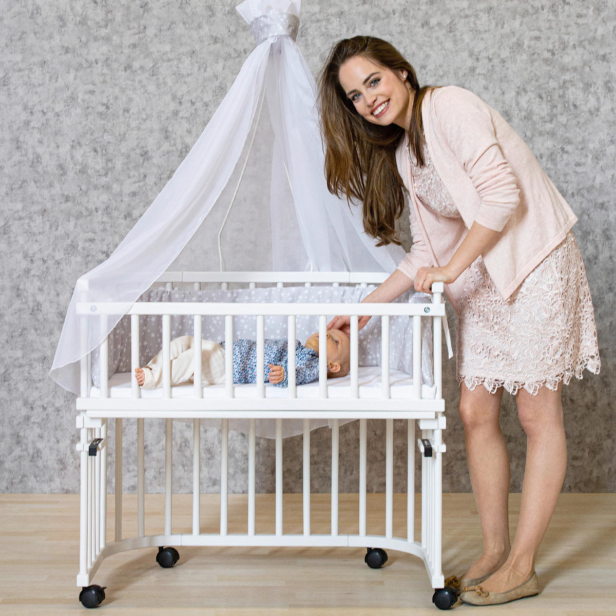 BEISTELLBETT 87/46/79 cm  - Beige, Basics, Holz (87/46/79cm) - Babybay