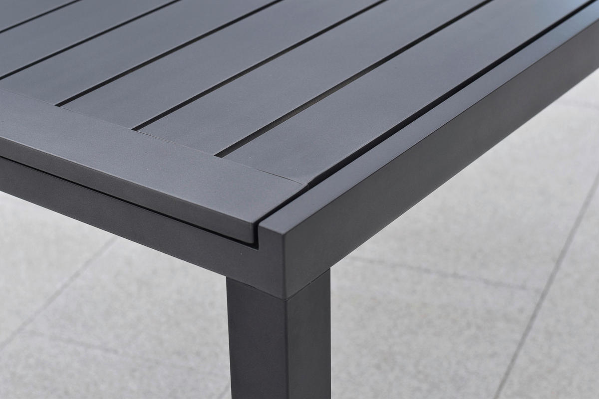 GARTENTISCHGRUPPE beschichtet Aluminium  - Graphitfarben/Grau, KONVENTIONELL, Kunststoff/Textil - Gardenson