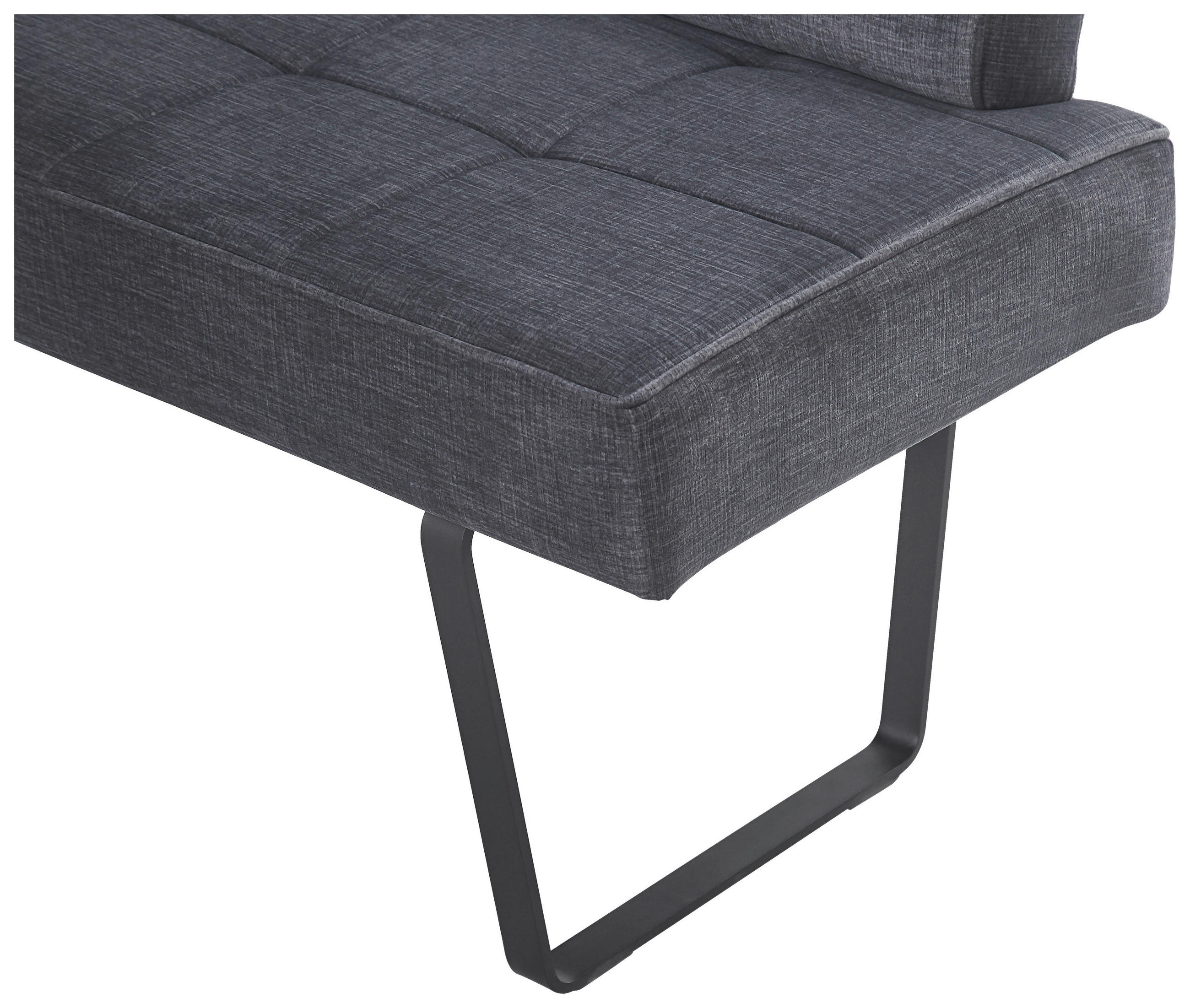 ECKBANK 190/150 cm Samt Dunkelgrau   - Dunkelgrau/Schwarz, KONVENTIONELL, Textil/Metall (190/150cm) - MID.YOU