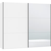 SCHWEBETÜRENSCHRANK 252/220/65 cm 2-türig Weiß, Weiß Hochglanz  - Weiß Hochglanz/Silberfarben, Design, Glas/Holzwerkstoff (252/220/65cm) - Jutzler