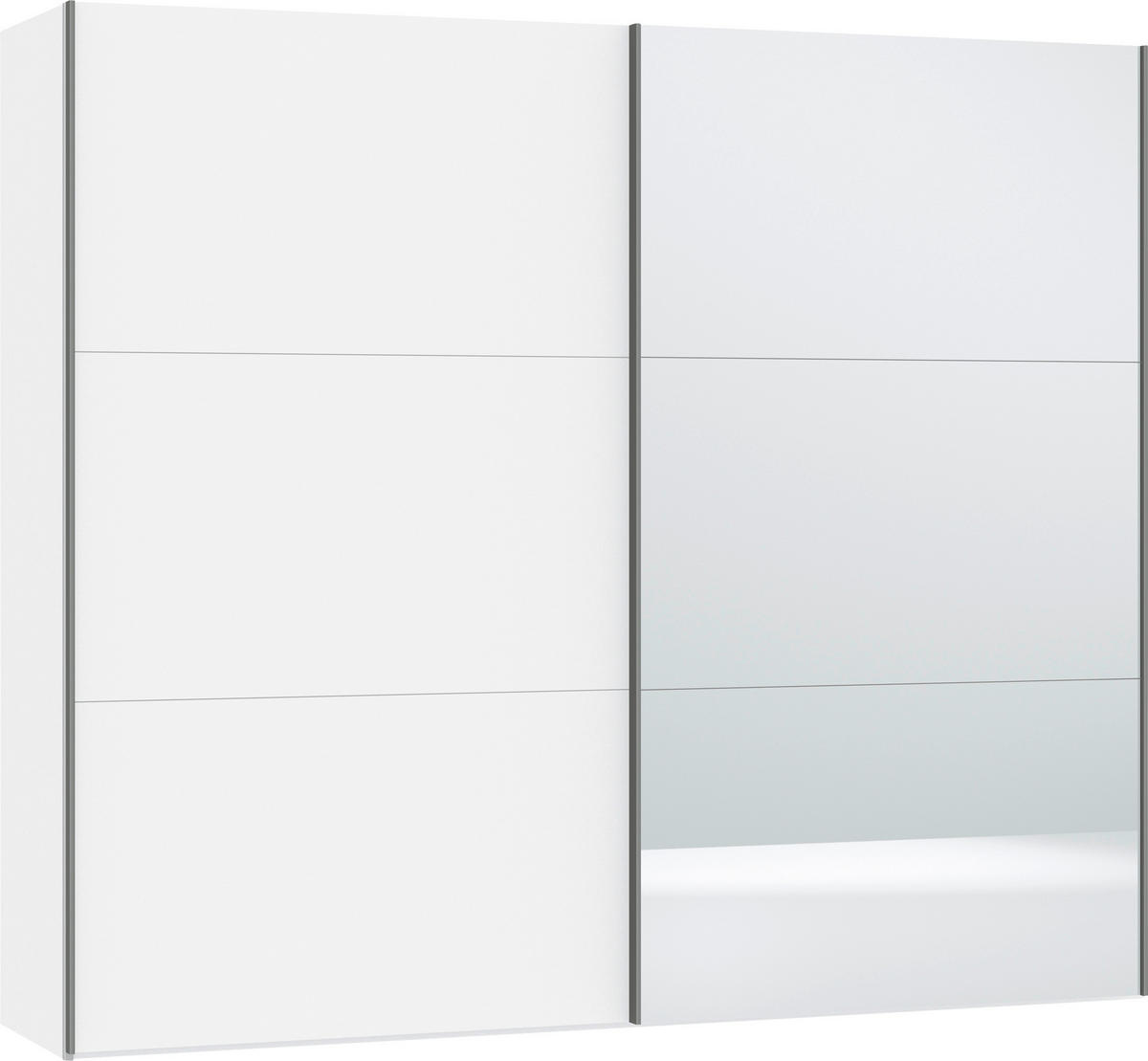 SCHWEBETÜRENSCHRANK 252/220/65 cm 2-türig Weiß, Weiß Hochglanz  - Weiß Hochglanz/Silberfarben, Design, Glas/Holzwerkstoff (252/220/65cm) - Jutzler