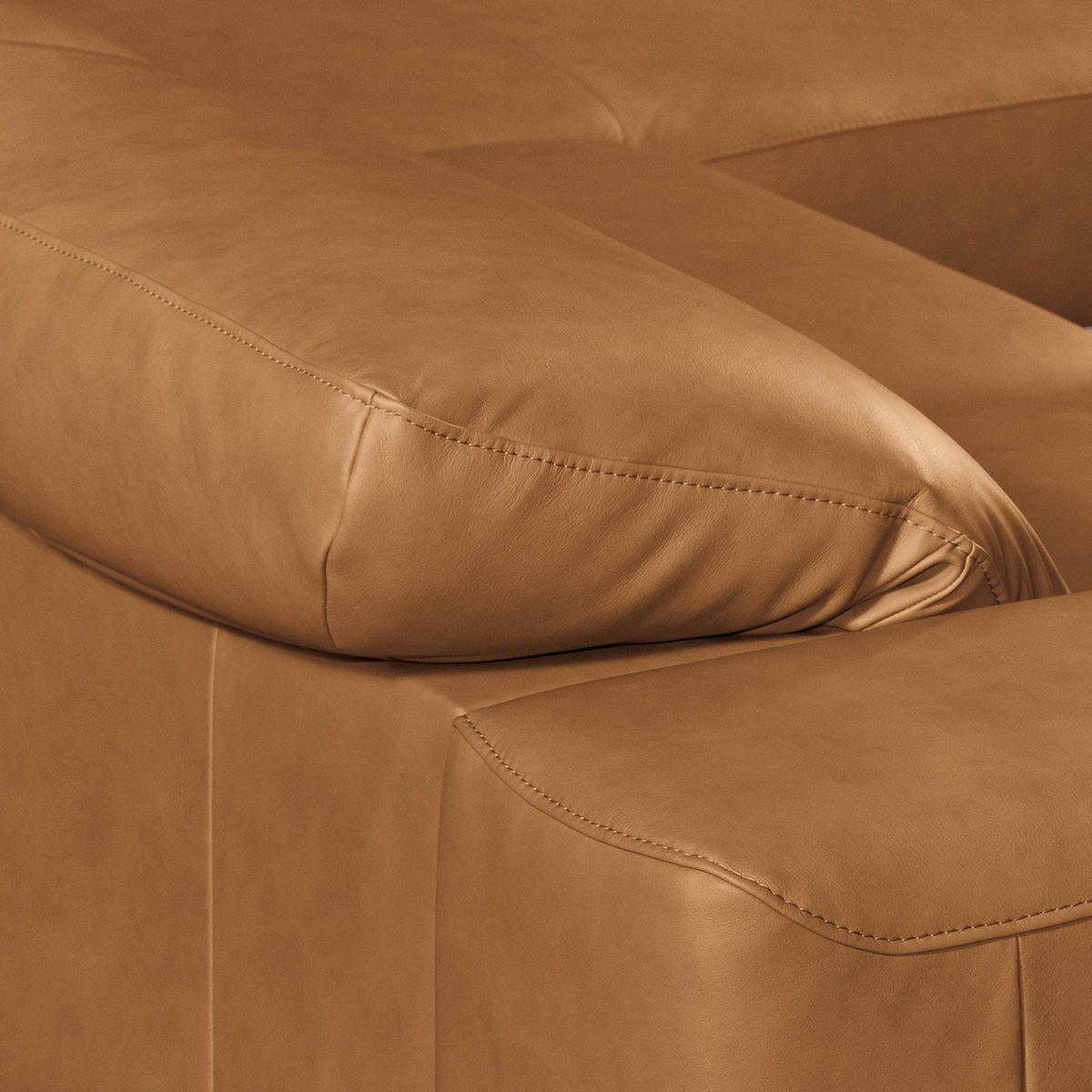 ECKSOFA  in Echtleder Cognac  295/187 cm  - Chromfarben/Cognac, Design, Leder/Metall (295/187cm) - Livetastic