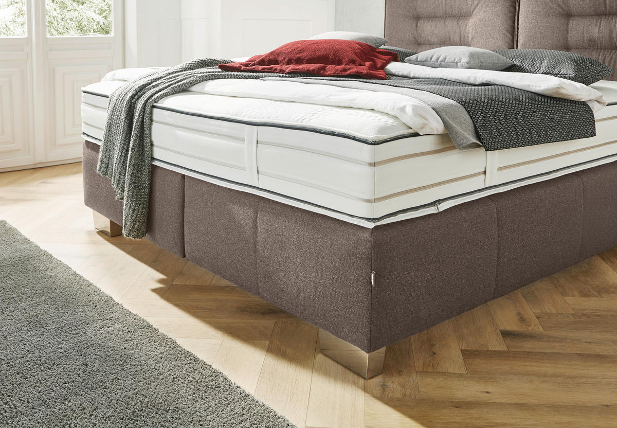 BOXSPRINGBETT 160/200 cm  in Braun  - Chromfarben/Braun, Konventionell, Textil (160/200cm) - Dieter Knoll