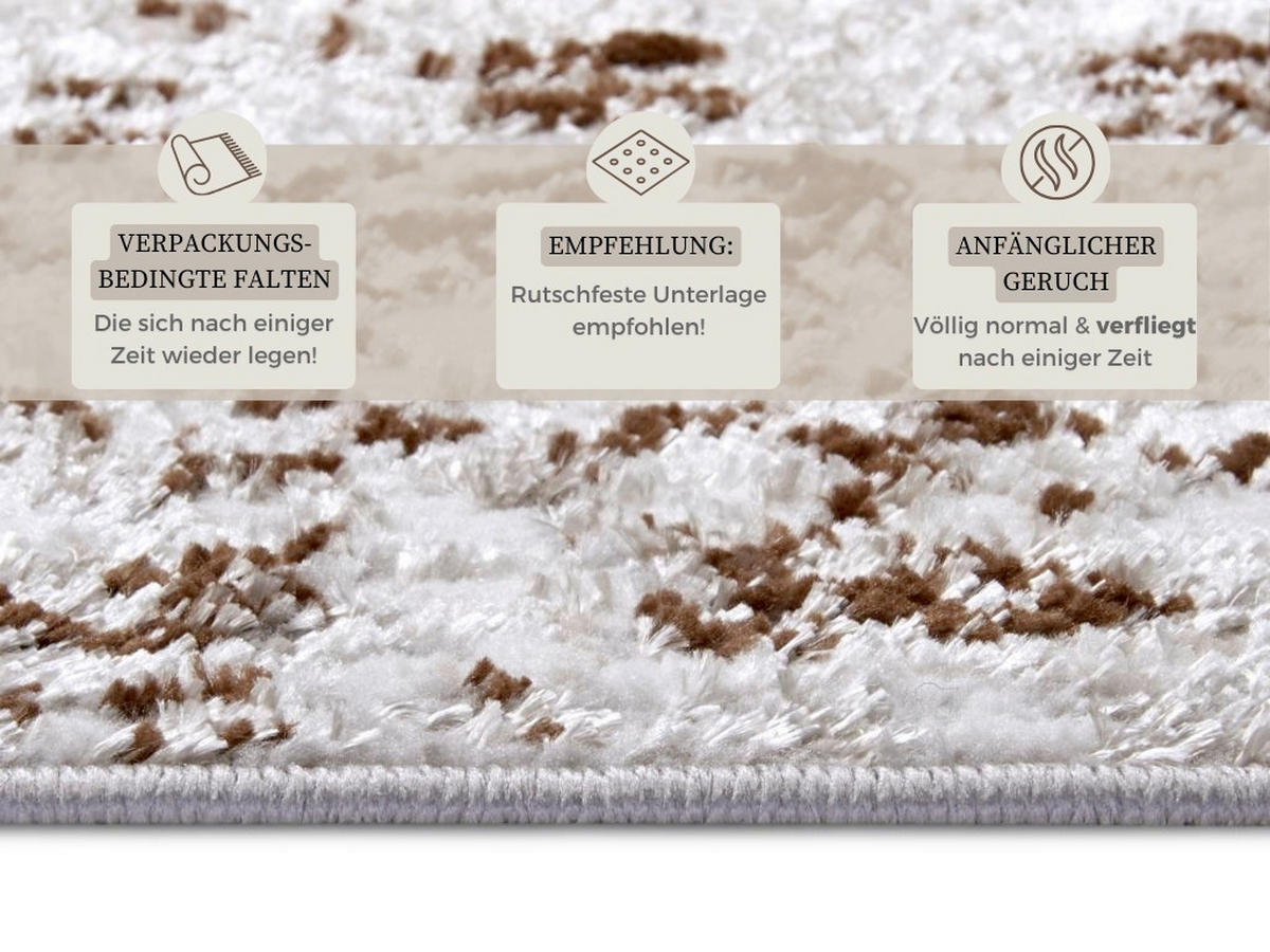 VINTAGE-TEPPICH 120/170 cm Shine Creme, Braun  - Creme/Braun, Design, Kunststoff (120/170cm) - Hanse Home