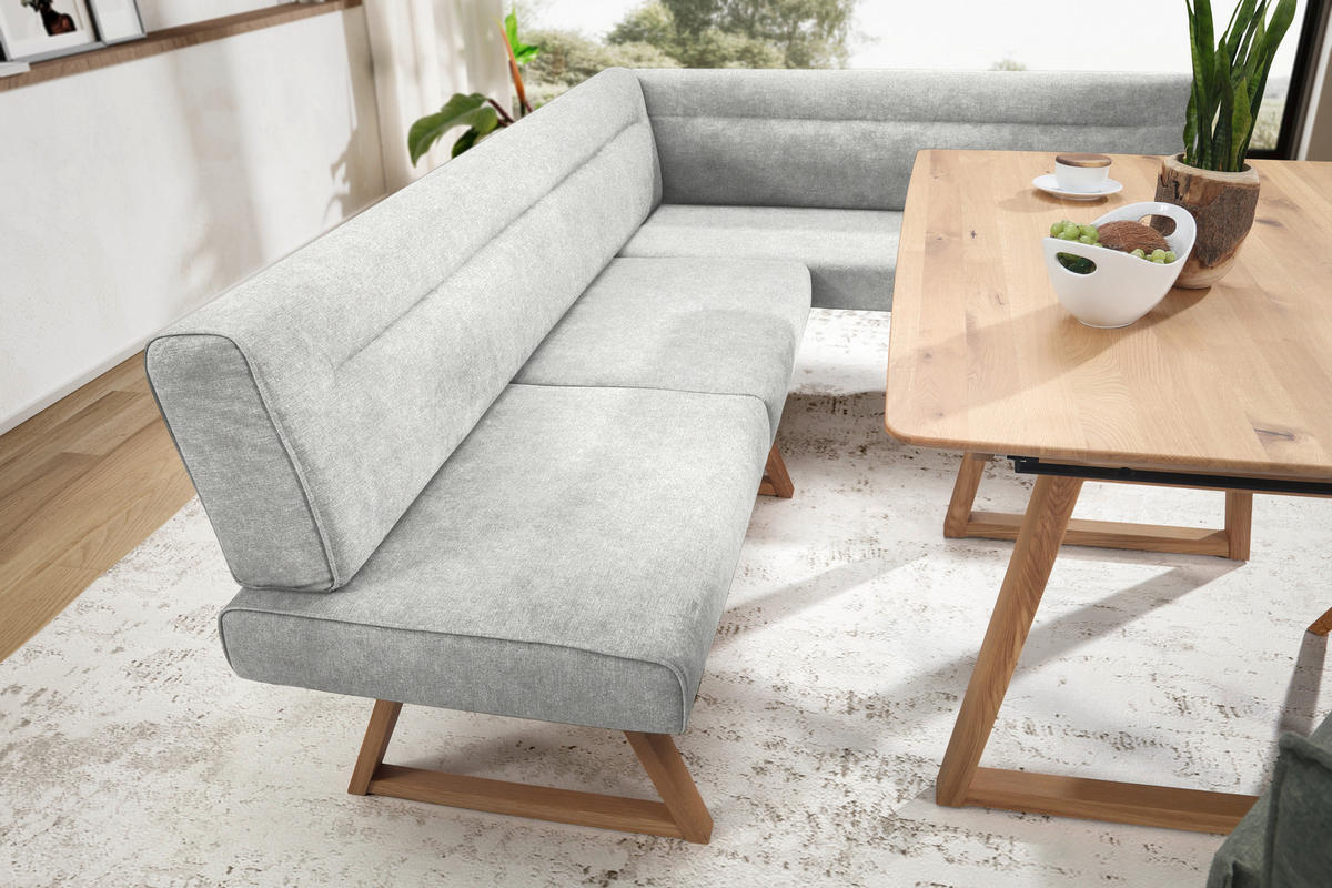 ECKBANK in Holz, Textil Creme, Eichefarben  - Eichefarben/Creme, Konventionell, Holz/Textil (230/170cm) - Moderano