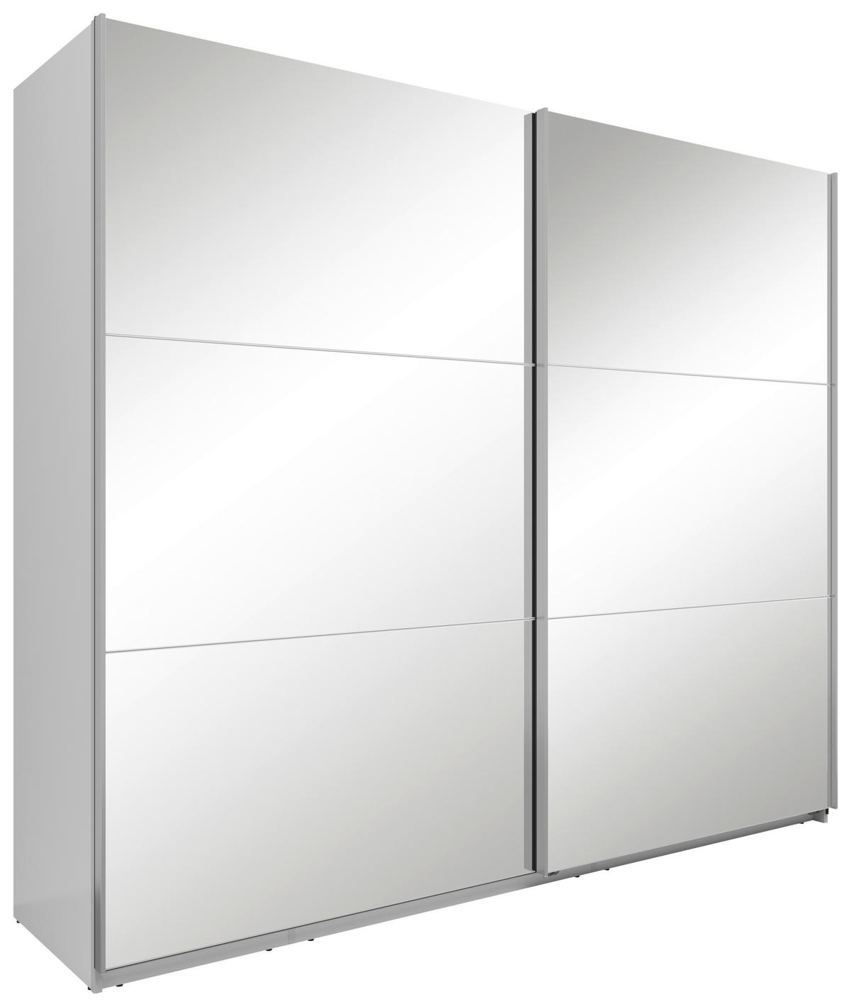 SCHWEBETÜRENSCHRANK Weiss  - Weiss/Silberfarben, Basics, Glas/Holzwerkstoff (250/216/64cm) - Boxxx