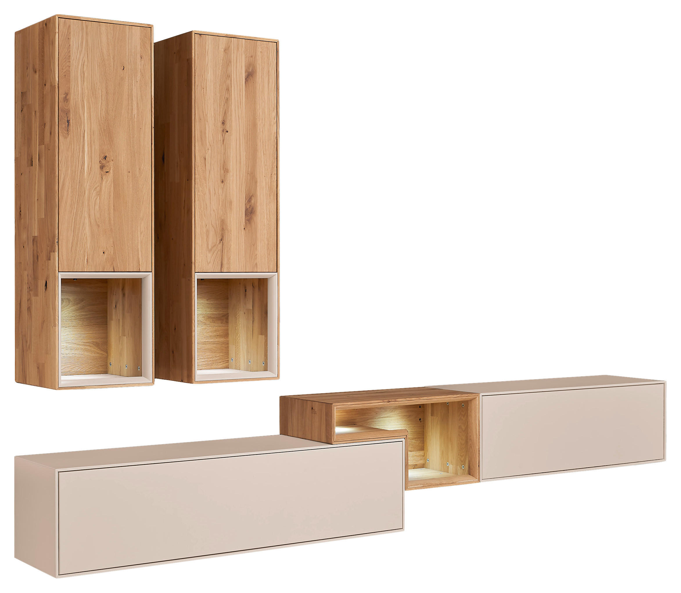 Dieter Knoll Wohnwand Sand, Wildeiche 280x190x39 cm