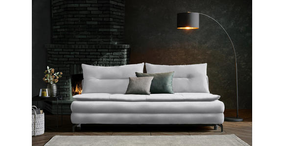 SCHLAFSOFA in Chenille, Plüsch Hellgrau - Hellgrau/Schwarz, MODERN, Textil/Metall (208/73/92/102cm) - Novel