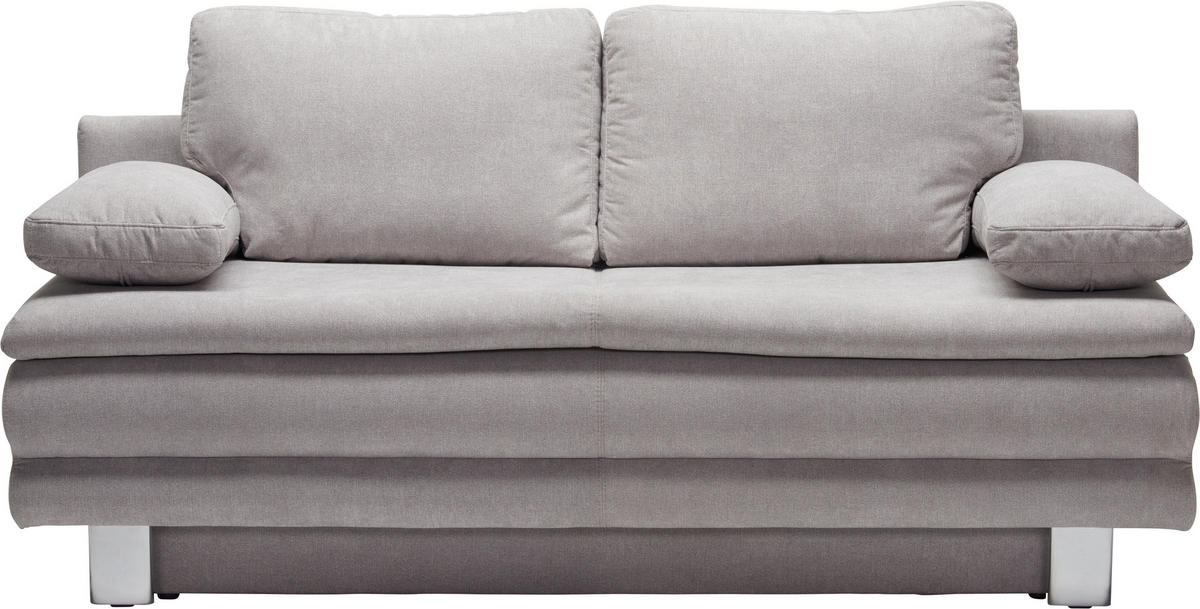 SCHLAFSOFA Chenille Hellgrau  - Chromfarben/Hellgrau, Design, Textil/Metall (194/96/86cm) - Novel
