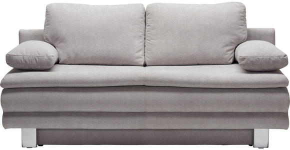 SCHLAFSOFA in Chenille Hellgrau  - Chromfarben/Hellgrau, Design, Textil/Metall (194/96/86cm) - Novel