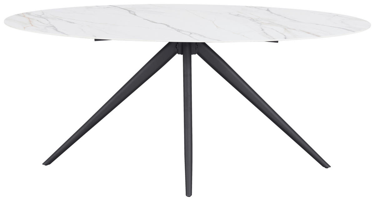 ESSTISCH in Metall, Keramik 180/89/76 cm  - Schwarz/Weiß, Design, Keramik/Metall (180/89/76cm) - Novel